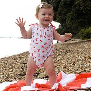 RACHEL RILEY Little Girl's Cherry Print Romper size 2 (12mo-2 years)